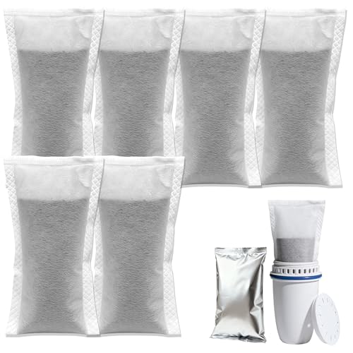 TOGGATH 6-Pack Refillable Water Filters Refills Compatible with Brita Refillable Filter Shell, Fits Brita Water Filtration System, Pitchers & Dispensers, 2 Months Lifespan, 80% Less Plastic
