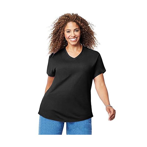 Just My Size Women's Plus-SizeShort Sleeve V-neck T-shirt