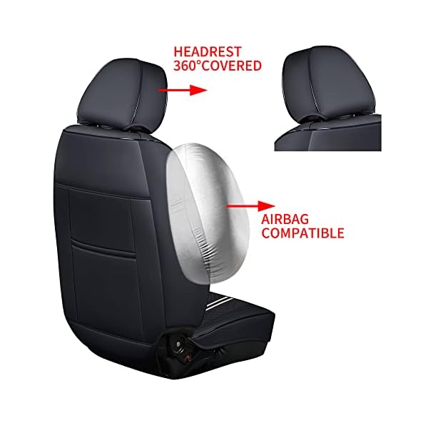 GXT Deluxe Faux Leather Full Coverage Car Seat Cover Anti-Slip Universal Fits for Sedans SUV Pick-up Truck with Headrests,Interior Accessories(Black with White Strip) - Image 7