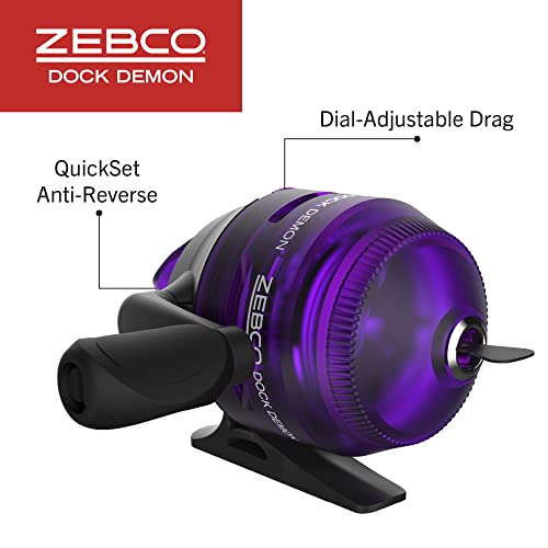 Image of Zebco Dock Demon Spinning Reel or Spincast Reel and Fishing Rod Combo, 30-Inch Durable Fiberglass Rod, QuickSet Anti-Reverse Fishing Reel