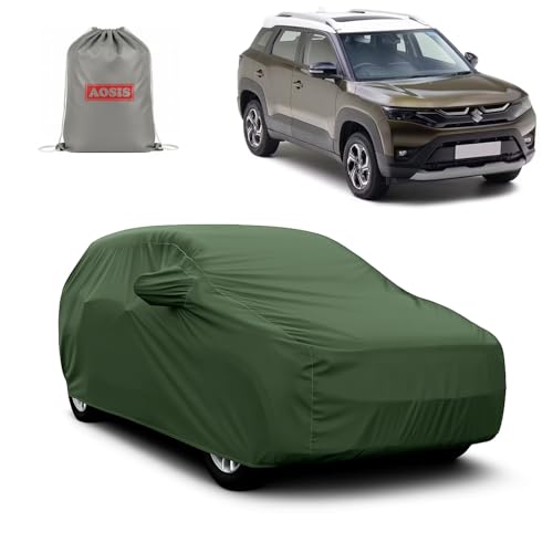 Image of AOSIS 'Waterproof' Car Cover Compatible with Maruti Suzuki Brezza Lxi /VXI /Zxi 300 GSM Uly Coated Thick Fabric 4X4, Adjustable Belt Buckle, Elastic Grip