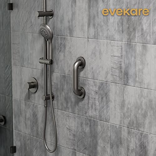 Evekare Premium Extra Strength Grab Bar For Bathtubs And Showers | Stainless Steel Gunmetal 8 Inch - 1.5 Diameter | Ada Compliant Shower Grab Bar Handle For Elderly And Disabled #TOP5
