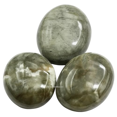 Image of Crystal Heaven Certified Chrysoberyl Cats Eye Palm Pebbles Stones For Anxiety Stress Relief Massage- Aaa Grade Original Healing Gemstone Agate Palm Stone For Yoga Meditation Spiritual Reiki Feng Shui