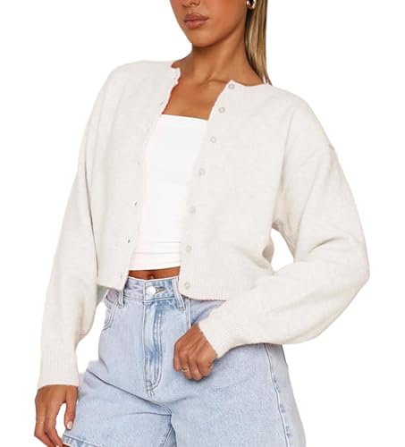 Image of Women's Cardigans Button Down Solid Color Knit Sweater Shirt Lady Lightweight Jackets Fall Winter Outfits