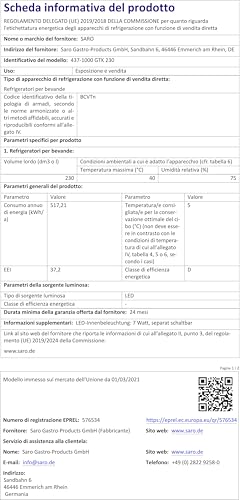 Saro 437-1000 GTK 230 Kühlschrank mit Umluftventilator, 230 L, Weiß