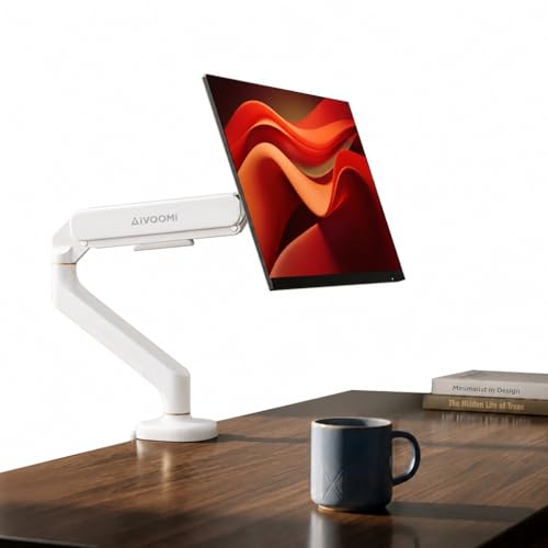 Image of iVOOMi Single Monitor Gas Spring Arm, Fits 15-34 inch Screens, Holds up to 12kg, Dual Mount C Clamp & Grommet, VESA Mount 75x75 & 100x100mm, 360 Rotation Lift /Tilt /Swivel /Rotate