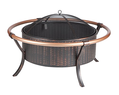 Fire Sense 60859 Fire Pit Copper Rail Steel Fire Bowl with...