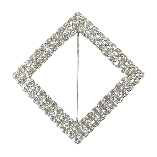 Image of 40 Pack Quality Silver Chair Sash Bow Band Wrap Round Rhinestone Pins Buckles Brooch for Wedding Party Birthday Event Decor
