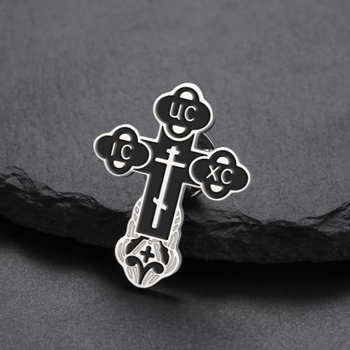 Image of TEAMER Cross Brooch Lapel Pin For Men Russian Orthodox Crucifix Eastern Church Cross Tie Pins Religious Christian Prayer Jewelry