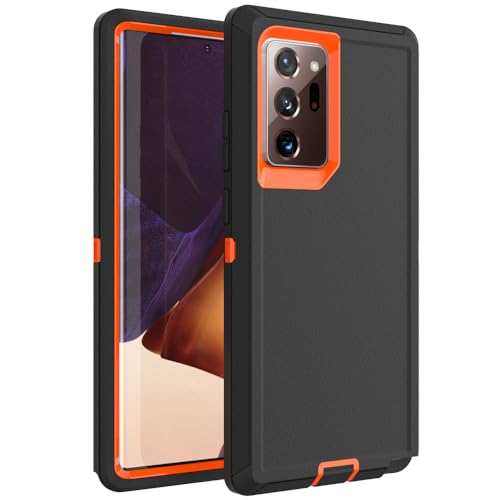 Image of Case for Galaxy Note 20 Ultra, Heavy-Duty Tough Rugged Shockproof Drop Protective Cover Cases for Samsung Galaxy Note 20 Ultra, Black+Orange