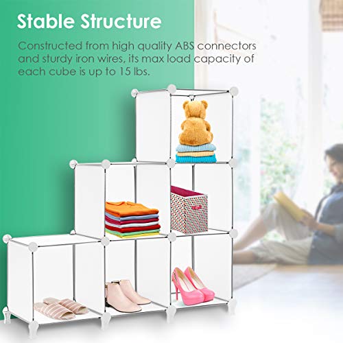 Tomcare Cube Storage 6-Cube Bookshelf Closet Organizer Storage Shelves Shelf Cubes Organizer Plastic Square Book Shelf Bookcase Diy Closet Cabinet Organizer Shelving For Home Office Bedroom, White #TOP5