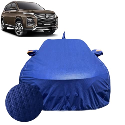 Image of Car Cover for MG Hector (2019-2026) | 100% Waterproof Cover with Antenna & Reflective Mirror Pockets | Dustproof, Scratchproof, Heatproof Hector Car Cover |Soft Cotton Lining| Blue