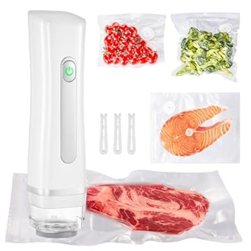 Acmeenjoy Macchina Sottovuoto per Alimenti, Sottovuoto Alimenti Portatile con 20 Sacchetti Sottovuoto Riutilizzabili, Macchina Sottovuoto per la Cottura Sottovuoto e la Conservazione Degli Alimenti