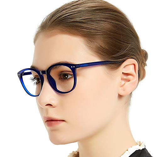 Image of MARE AZZURO Blue Light Blocking Reading Glasses Women Round Computer Readers 0 1.0 1.25 1.5 1.75 2.0 2.25 2.5 2.75 3.0 3.5 4.0 5.0 6.0 (Blue, 175)