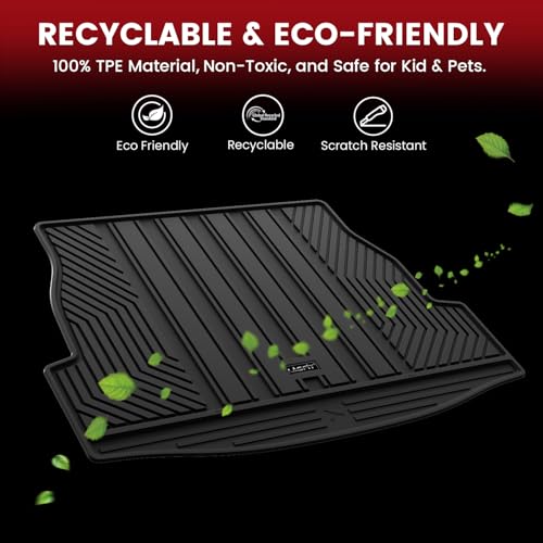 Image of LASFIT Cargo Trunk Mat for Toyota RAV4 2019-2025 (Include Hybrid) | 100% TPE All Weather Rear Trunk Cargo Liner Custom Fit Waterproof RAV 4 Cargo Tray Automotive Accessories, Black