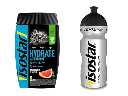 Isostar Hydrate & Perform Iso Drink - 400 g de bebida isotónica en polvo - polvo de electrolitos para apoyar el rendimiento deportivo - limón + botella de 0.5 litros