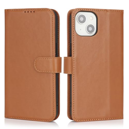 Image of for iPhone 14 Case Wallet with Card Holder,for iPhone 13 Wallet Case for Women Men,PU Leather Shockproof Magnetic Buckle Stand Flip Phone Case-Brown