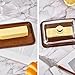 XTTAP butter dish with lid, glass airtight lid keeps butter soft, for countertop and refrigerator. Widened design to fit all butters. Covered butter dishes with, Made of glass and Acacia wood.