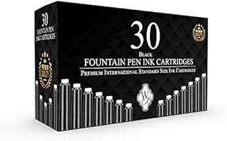 Wordsworth & Black Fountain Pen Ink Refills - SET OF 30 BLACK Ink Cartridges - International Standard Size - Length Appr 5.2 cm - Base Diameter Appr 0.6 cm - Disposable and Generic