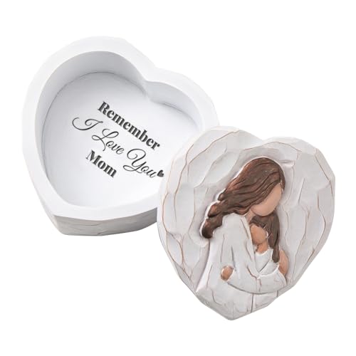 AlevaHive Mother and Daughter Figurine Small Keepsake Box - Mom Birthday Gifts, Mother of The Bride Gifts - Remember I Love You Memory Box - 3D Sculpted Hand-Painted Home Decorative Boxes