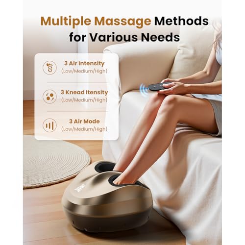 Image of BOB AND BRAD Foot Massager Machine with Heat, FSA Eligible HSA Shiatsu Foot Massager for Plantar Fasciitis & Neuropathy with Kneading & Compression, Cordless Remote Control, Gift for Family, Size 14