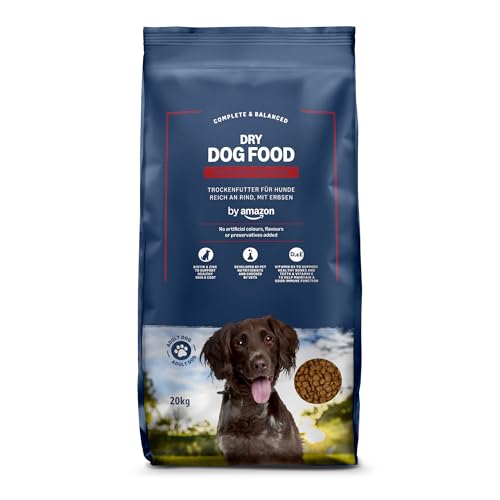 by Amazon - Alimento secco completo per cani adulti ricco di manzo con piselli, 1 confezione da 20 kg