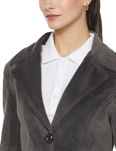 Image of Qube By Fort Collins Women's Knitted Hip Length Tweed Blazer - Stylish, Versatile, And Elegant For Office Or Casual Wear