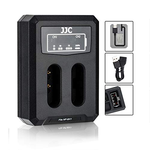 NP-BX1 Cargador de batería, Cargador Dual con Cable USB Integrado, Compatible con Sony RX100 VII RX100 Vi RX100 V RX100 IV RX100 III RX100 II HX90 HX90V HX99 HX95 HX80 HX350 HX400V