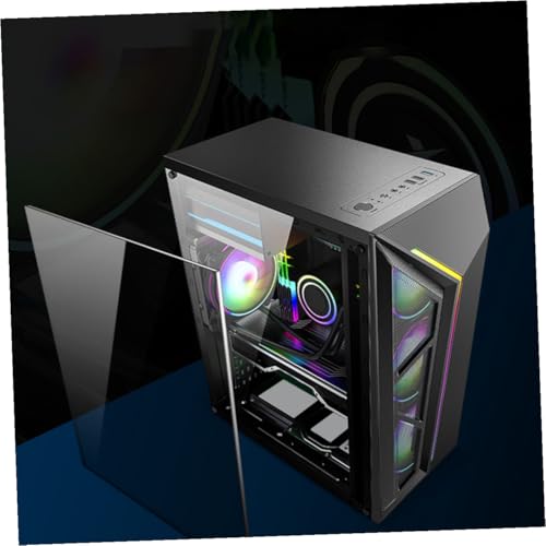 Gabinete de PC Mid-Tower RGB con panel lateral acrílico transparente, tira de luces RGB y puerto USB, cuerpo compacto modificado para juegos y escritorio miniatura 4