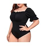 moveo neck brace test Handwäsche empfohlen Yulincon Plus Size Elastische Bodys für Frauen Kurzarm Trikot Quadratischer Kragen Overall Tops