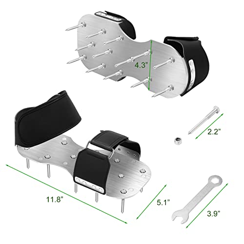 Upgraded Metal Lawn Aerator Shoes Spiked Shoes For Aerating Lawn, Rivet Pre-Assembled Aerating Shoes With 2 Straps Design, One-Size-Fits-All, Adjustable Spiked Shoes For Grass Lawn Garden Yard #TOP4