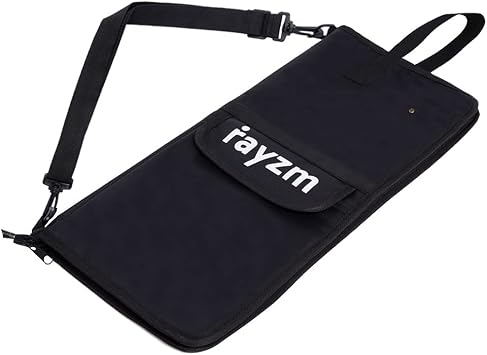 حقيبة Rayzm Drum Stick مع جيب خارجي ، وحقيبة عصا نايلون قياسية مع مقبض حمل وخطافات توم ، داخل فتحات 4 تحمل ما يصل إلى 12 زوجًا من أعواد الطبل ، نايلون مقاوم للماء