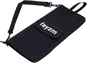 Rayzm Drum Stick Bag with External Pocket, Polyester Case with Handle and Hooks for Timpani, Internally 4 Pockets Holds Up to 12 Pairs of Chopsticks