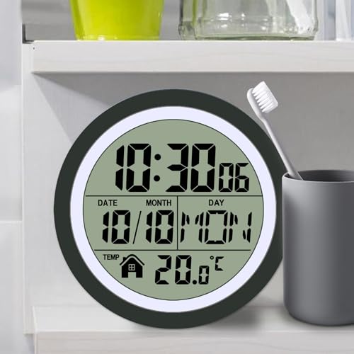 Horloge de salle de bain étanche avec date et température intégrées - 6