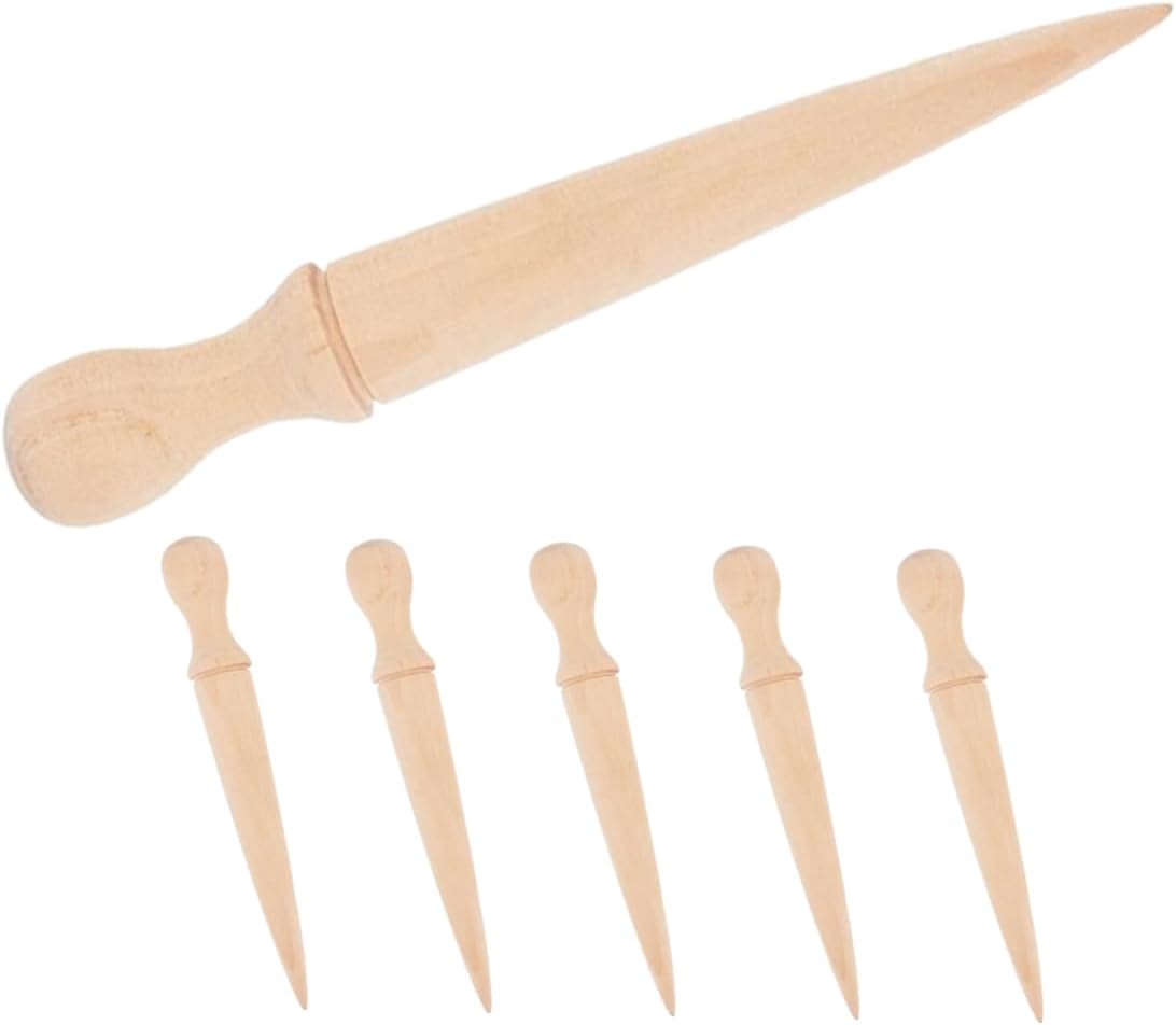 Totority 6pcs Ergonomic Wooden Handle Soil Puncher Tool for Gardening Practical Garden Planting Hole Digger Easy to Clean for Sowing and Planting Tasks