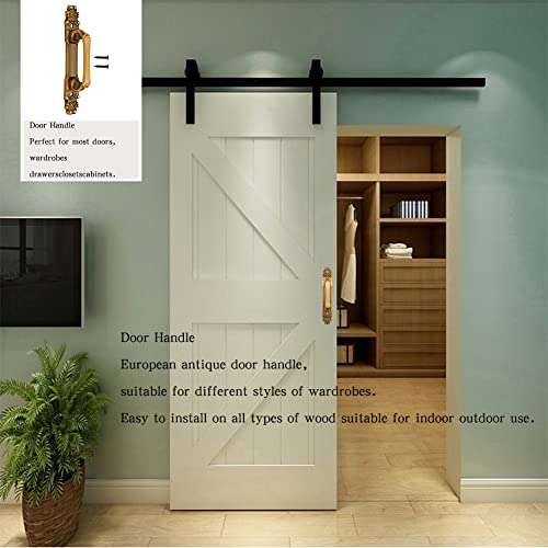 Image of European Style Barn Door Handle Antique Door Pull Handle Metal Sliding for Cabinet Hardware Drawer Cupboard Accessory