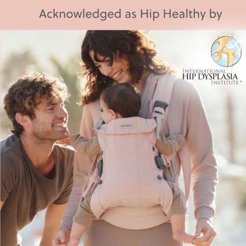 Image of BabyBjorn Baby Carrier Harmony, Light Pink, Woven Melange | 3-in-1 Ergonomic Baby Carrier; Newborn, Facing-in, Outward-Facing, and Back Carrying Positions Supported (7-40 lbs), Newborn to Toddler