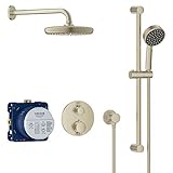 GROHE 34745EN0 Grohtherm Cube Shower Set with Tempesta 210, Brushed Nickel InfinityFinish