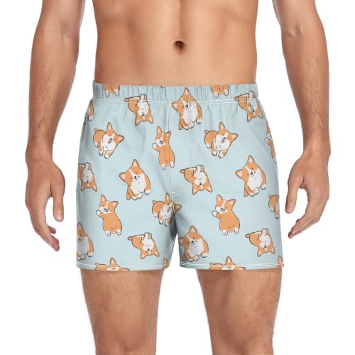 Image of Men's Boxer Shorts Cotton Loose Underwear with Button Fly