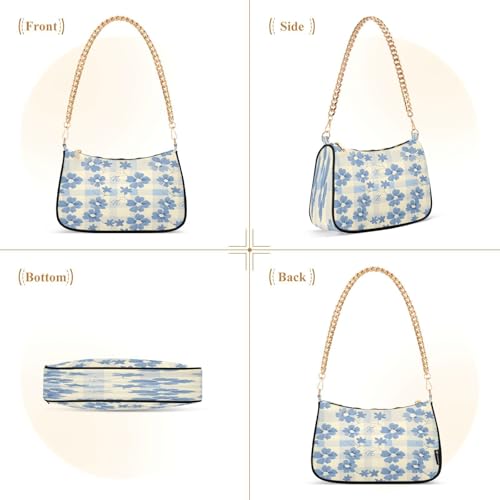 Image of Shoulder Bags for Women Flower Floral Hobo Tote Handbag Small Clutch Purse with Zipper Closure