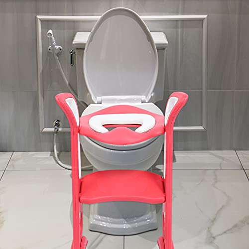 BESPORTBLE Potty Training Seat Step Kruk Ladder Peuters Zacht Gewatteerde Potty Training Toilet Seat Kids Toilet… - Afbeelding 7