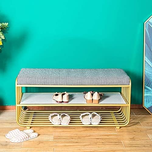 Banc à chaussures pour salon et entrée avec support de rangement horizontal - 5