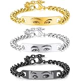 3UMeter Custom Picture Bracelet with Lover Eye Personalized Eye Bracelet for Men Women Unique Matching Bracelets for Couples Valentines Birthday Christmas Gift for Husband Wife Boyfriend Girlfriend