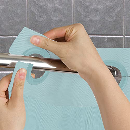 Hookless Embossed Microfiber Shower Curtain, 71 In X 74 In, Blue #TOP3