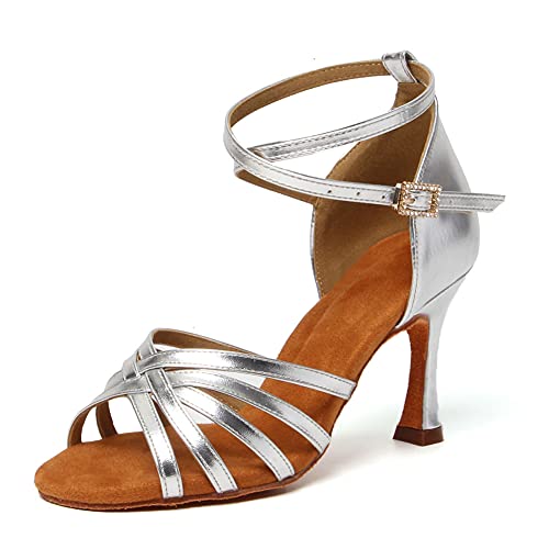 HIPPOSEUS Zapatos de Baile Latino para Mujer Plateado...