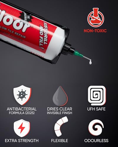 Fix A Floor Extra Strength Floor Tile Adhesive & Micro Precision Kit – 12-Pack Vinyl Floor Adhesive for Hollow Spots, Laminate, Creaking Wood & More – Versatile Injector Solution, 300ml Tube