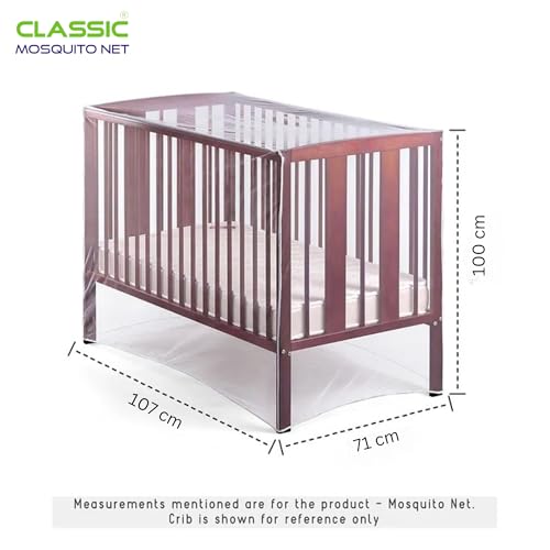 Image of Baby Crib Mosquito Net, Full Cover Toddler Crib Tent, 107 cm x 71 cm x 100 cm, Encrypted Mesh Safety Net, Durable and Strong, White