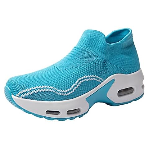 CYGGA Damen Leicht Gittergewebe Luftkissen Plattform Turnschuhe Atmungsaktiv Weich Sportschuhe Lässig Schuhe Laufschuhe Straßenlaufschuhe Sneaker Einfarbig Sport Running Walkingschuhe mit Streifen Cover