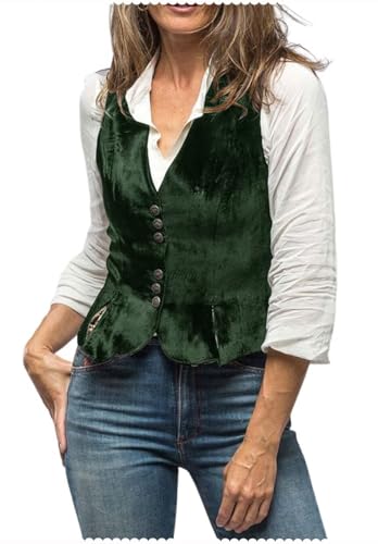 Womens Velvet Vest V Neck Top Vintage Sleeveless Jacket Waistcoat Outerwear