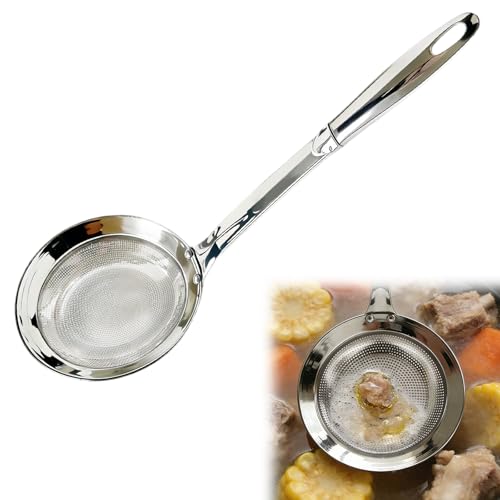 Image of Fine Mesh Stainless Steel Colander - 2024 Upgrade Extra Fine Strainer With Handle, Sieve Spoon for Oil Filter, Food Strainer Kitchen Gadget (Large)